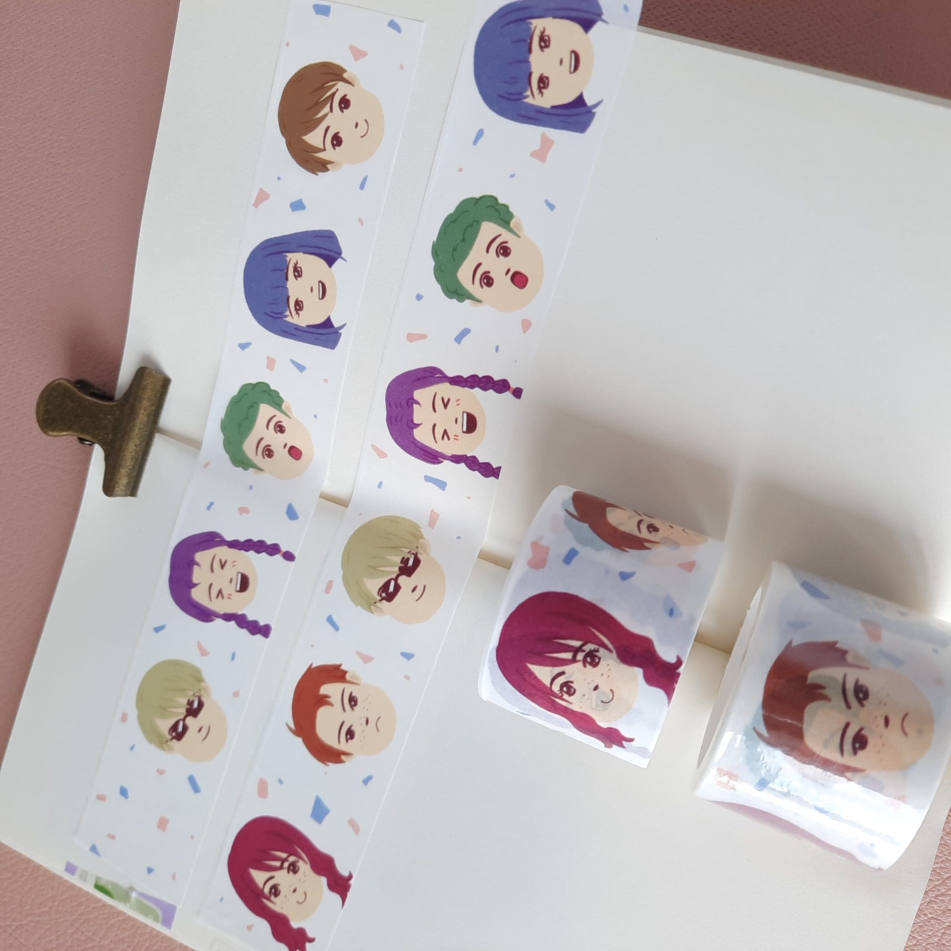 Happy faces illustration washi tape | Journaling | Book planner | Scrapbook