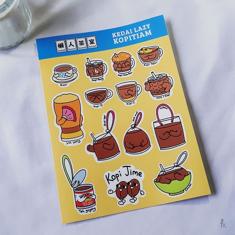 [A6 Sticker Sheet] Kopitiam Drinks Sticker Sheet/Kiss Cut Sticker/Waterproof