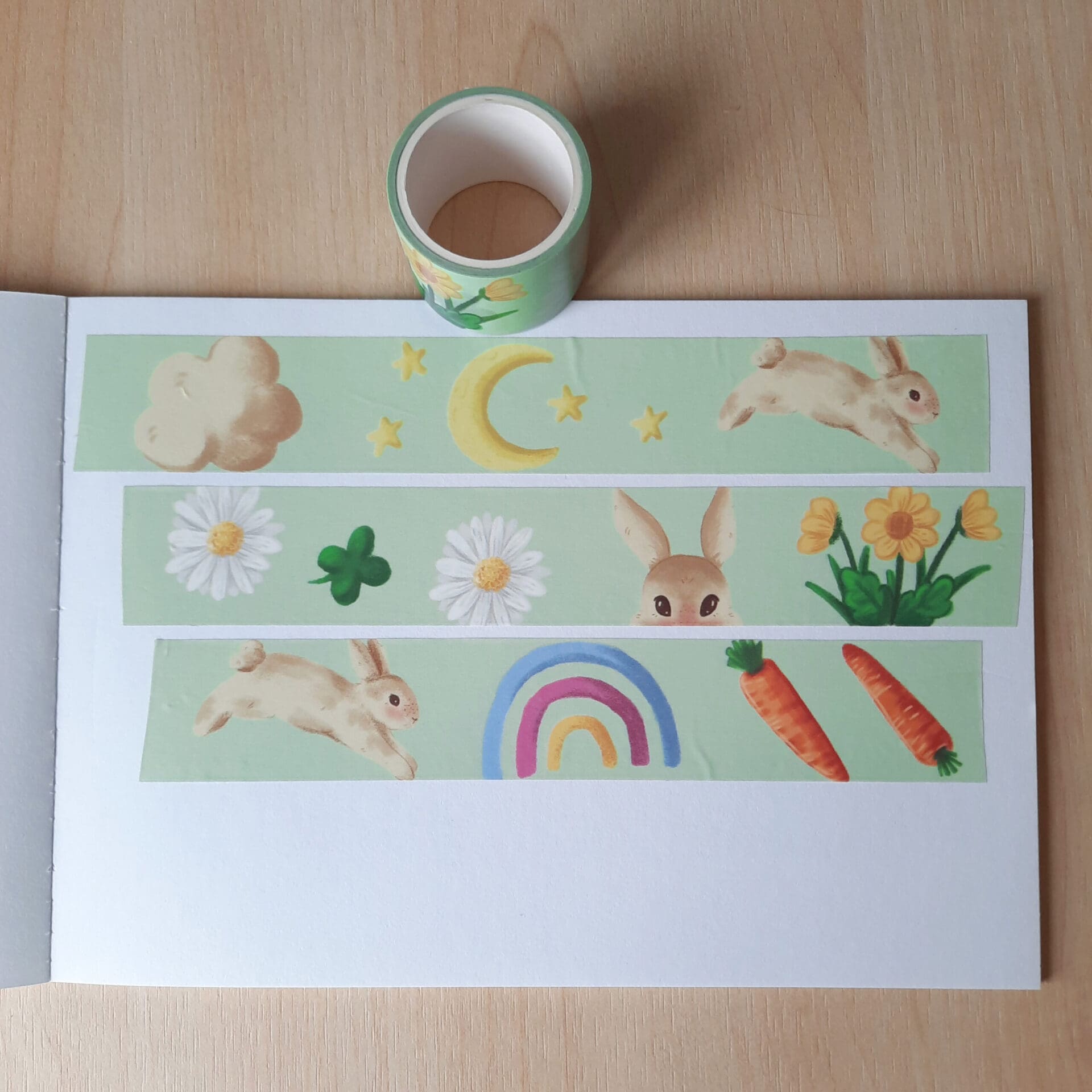 Bunny Garden illustration washi tape | Journaling | Book planner | Scrapbook - Image 3