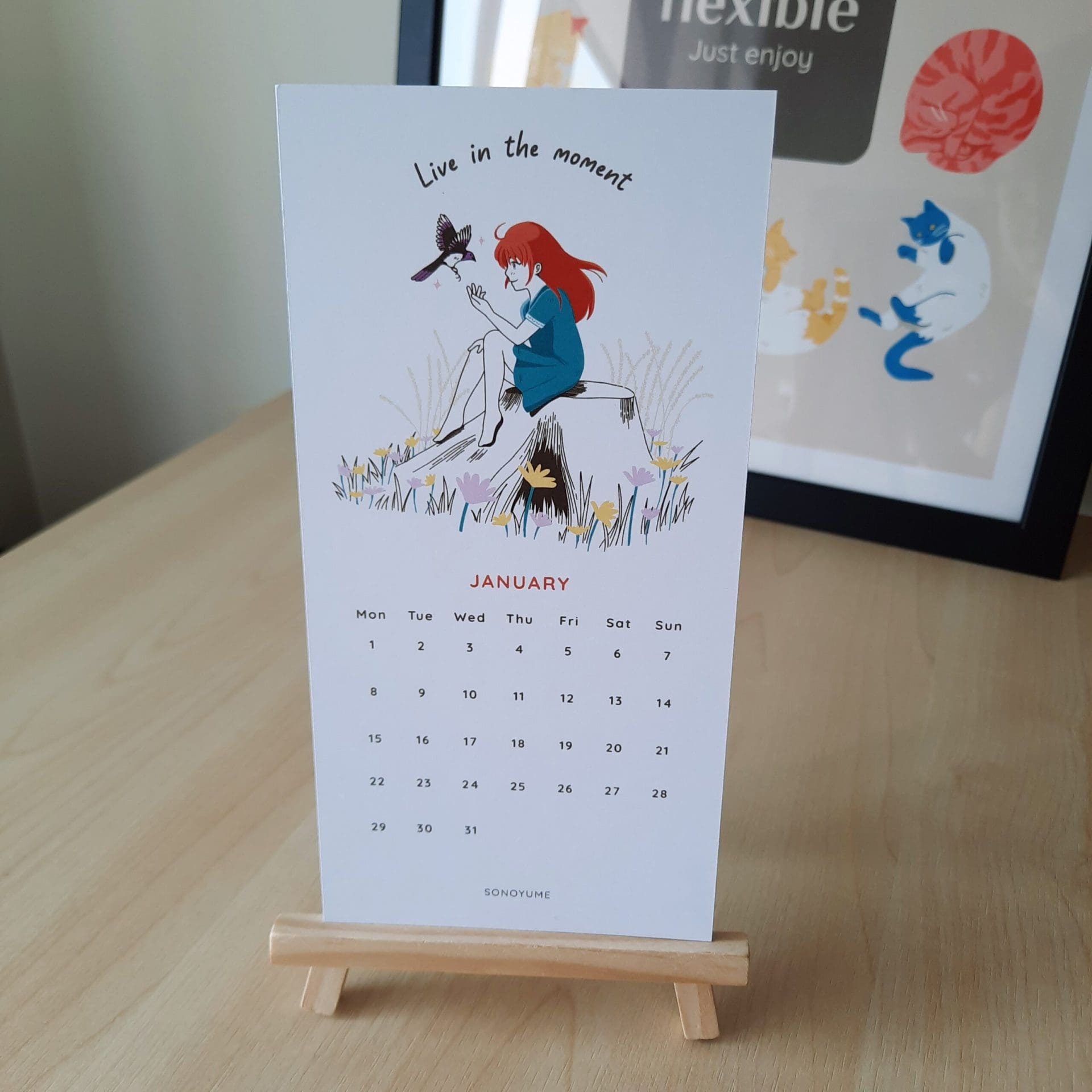 2024 calendar illustrations 9cm x 18cm - with stand - Image 6