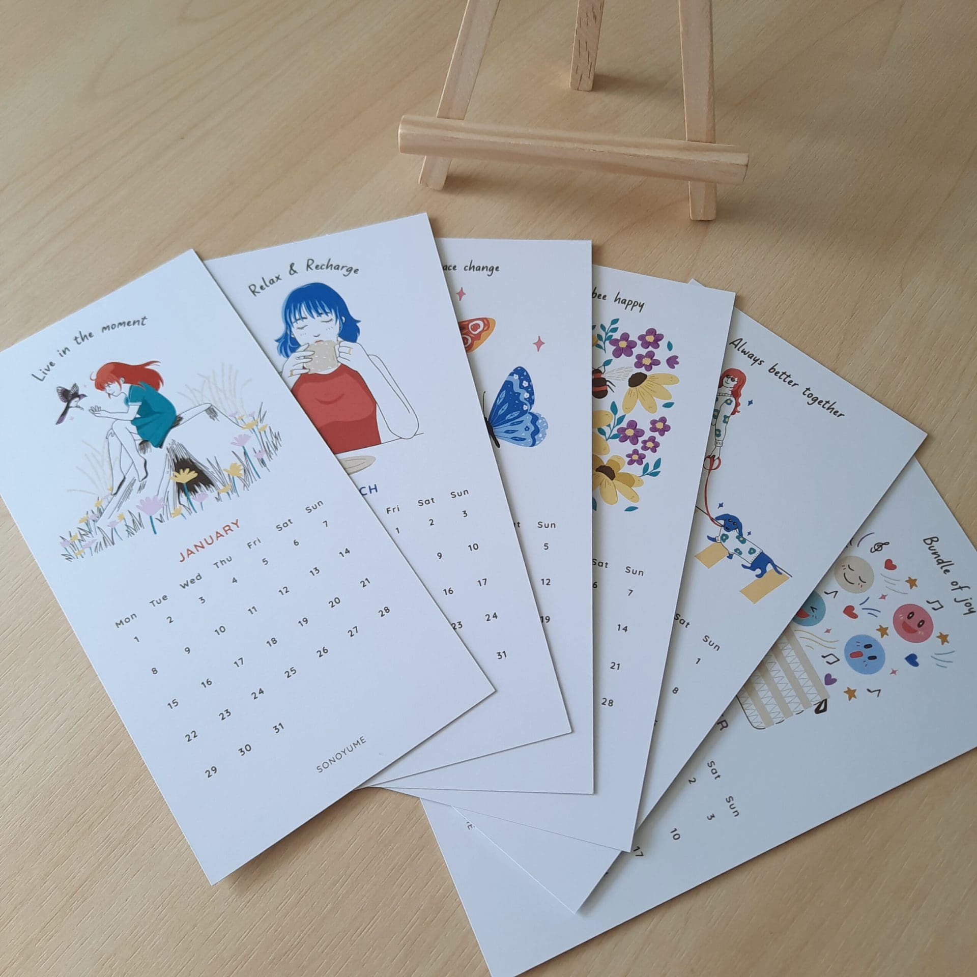 2024 calendar illustrations 9cm x 18cm - with stand - Image 5