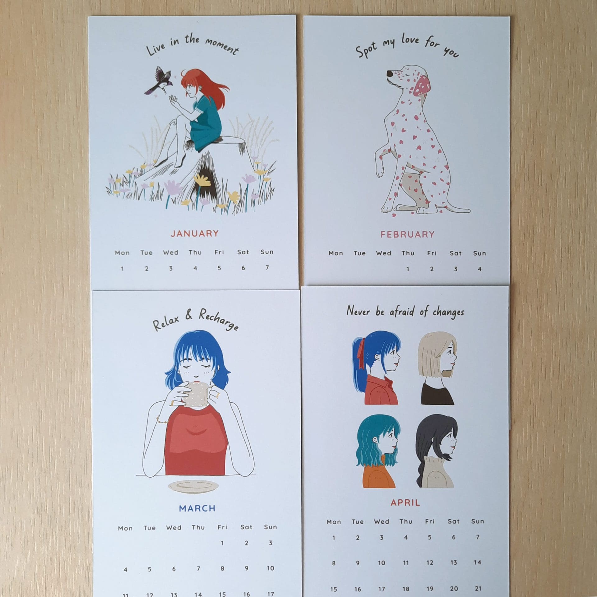2024 calendar illustrations 9cm x 18cm - with stand - Image 4