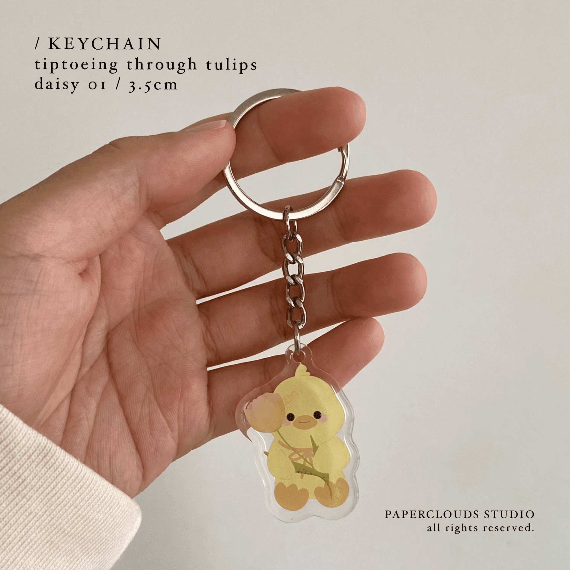 daisy 01 - tiptoeing through tulips | pom and bom keychain | paperclouds ☁️