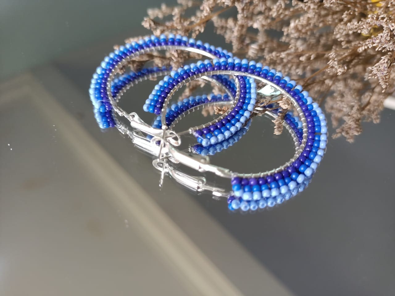 THE STONE 3 Layers Beaded Wire Wrapped Hoop Earrings - Image 3