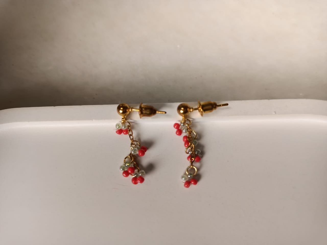 THE STONE Red or Purple Grapes Beaded Drop Earrings - Image 3